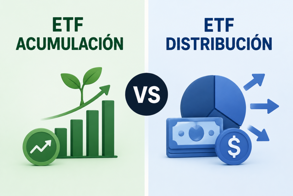 Comparativa entre un ETF de acumulación y un ETF de distribución con el signo VS