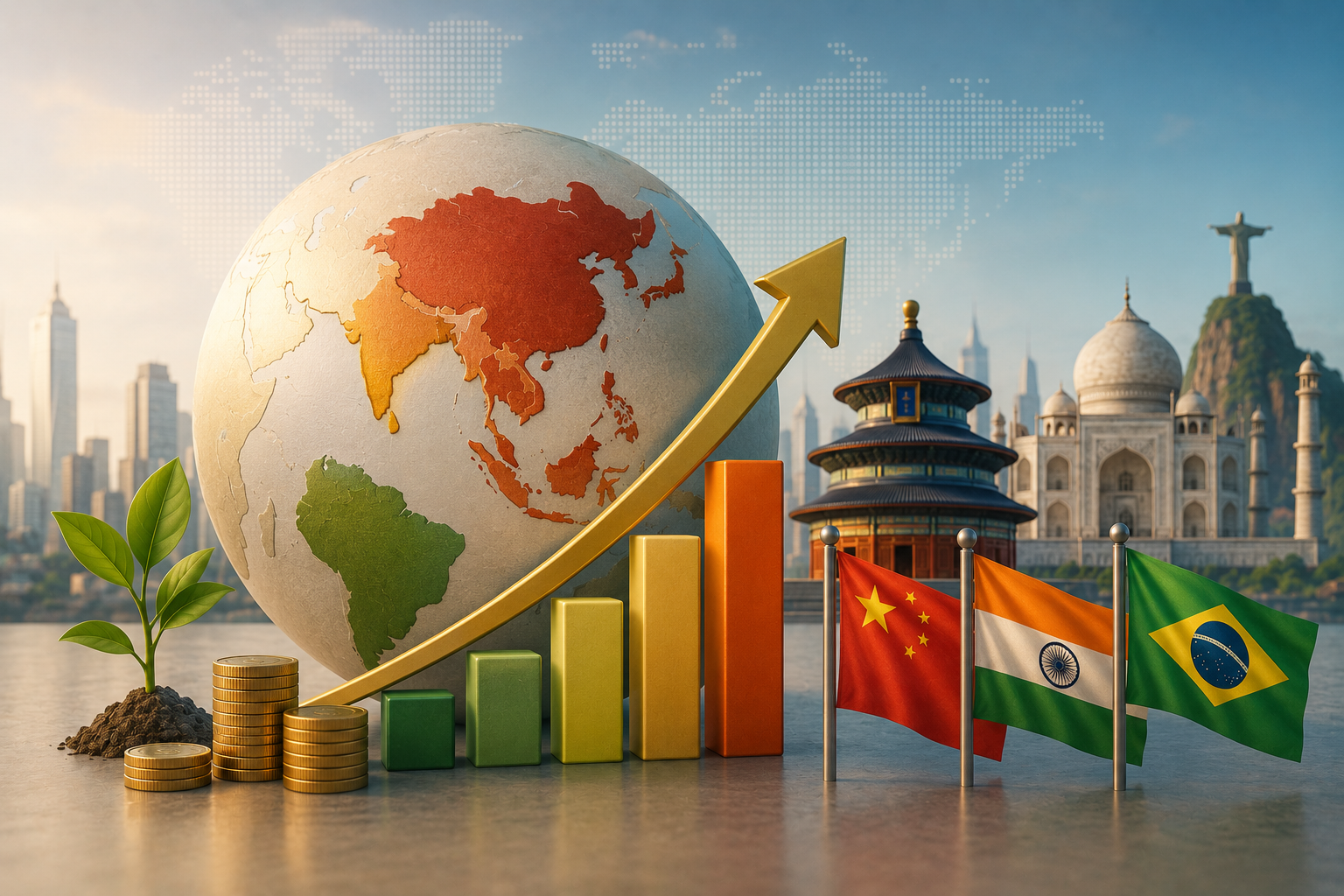Invertir en mercados emergentes desde España: China, India y Brasil en 2026